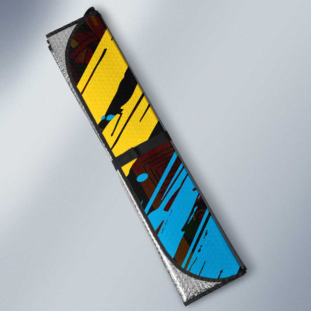 Julius Nyerere Auto Sun Shade Ujamaa African Socialism Text and Bold Striped Pattern - Wonder Print Shop