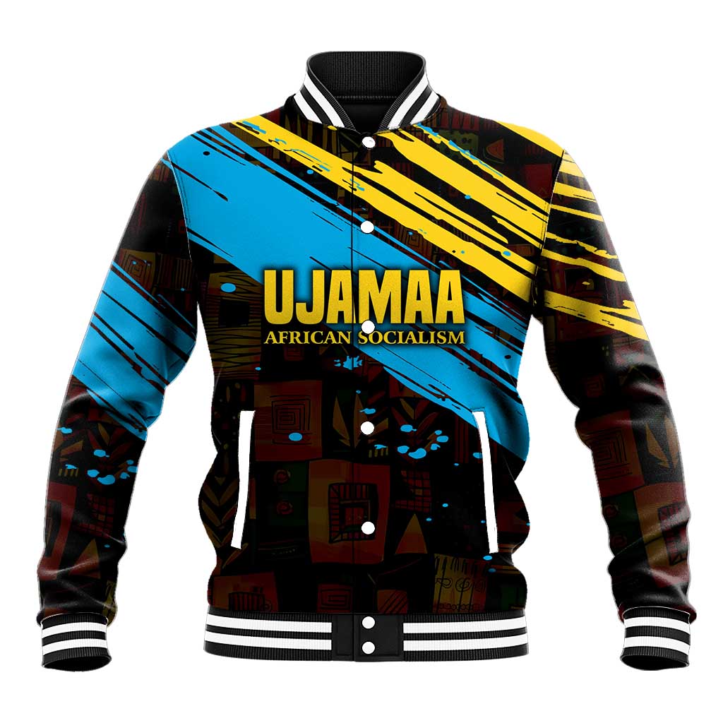 Julius Nyerere Baseball Jacket Ujamaa African Socialism Text and Bold Striped Pattern - Wonder Print Shop