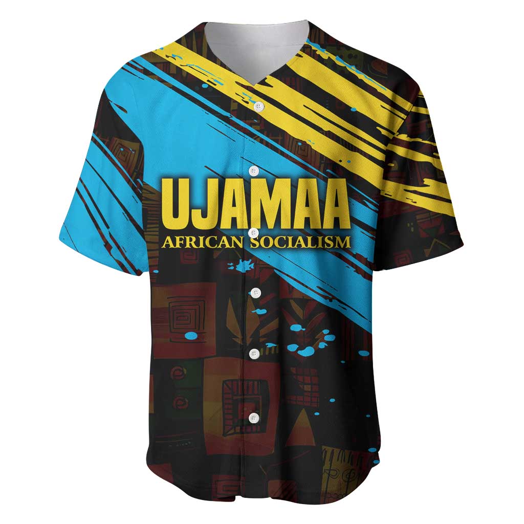 Julius Nyerere Baseball Jersey Ujamaa African Socialism Text and Bold Striped Pattern - Wonder Print Shop