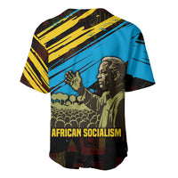 Julius Nyerere Baseball Jersey Ujamaa African Socialism Text and Bold Striped Pattern - Wonder Print Shop