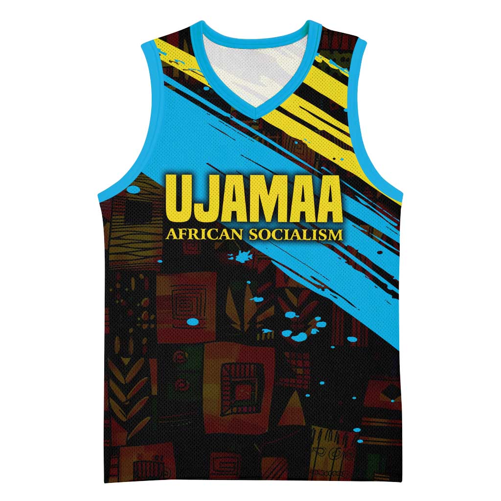 Julius Nyerere Basketball Jersey Ujamaa African Socialism Text and Bold Striped Pattern - Wonder Print Shop
