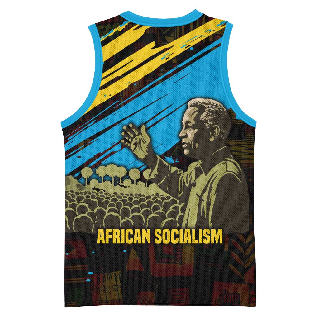 Julius Nyerere Basketball Jersey Ujamaa African Socialism Text and Bold Striped Pattern - Wonder Print Shop