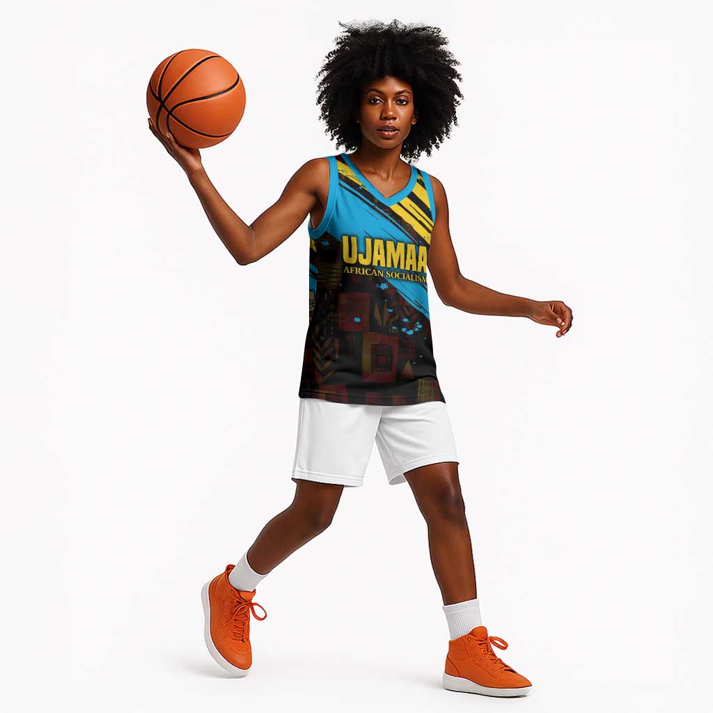 Julius Nyerere Basketball Jersey Ujamaa African Socialism Text and Bold Striped Pattern - Wonder Print Shop
