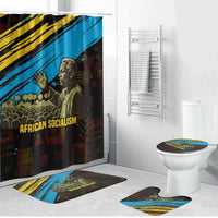 Julius Nyerere Bathroom Set Ujamaa African Socialism Text and Bold Striped Pattern - Wonder Print Shop