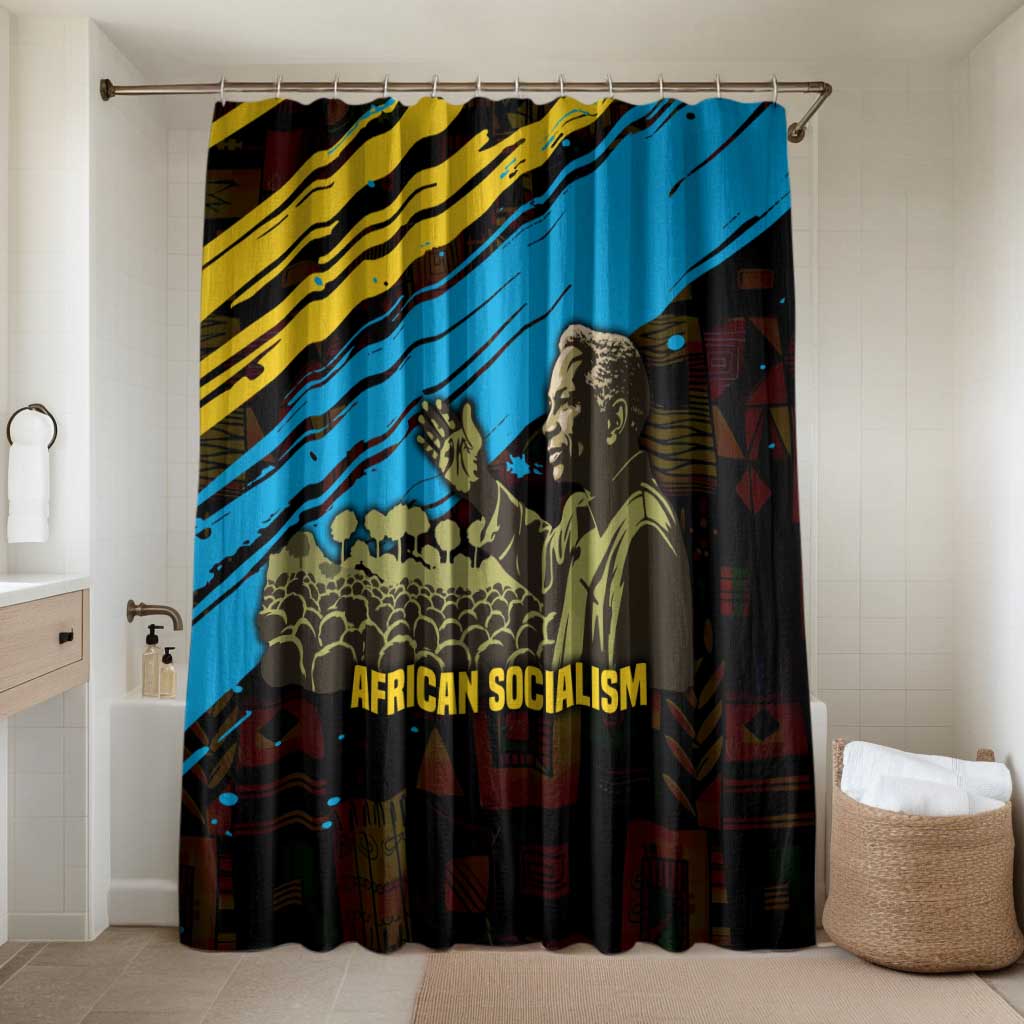 Julius Nyerere Bathroom Set Ujamaa African Socialism Text and Bold Striped Pattern - Wonder Print Shop