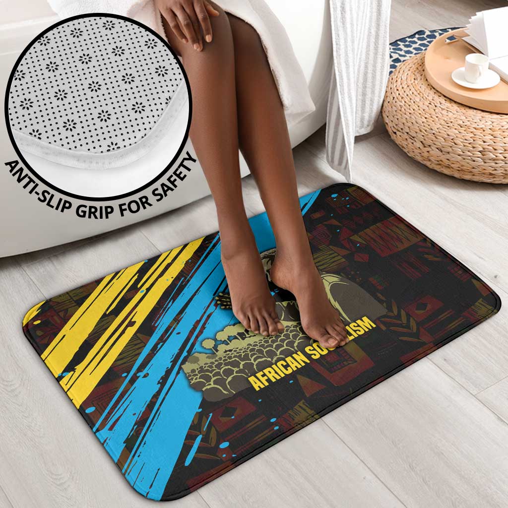 Julius Nyerere Bathroom Set Ujamaa African Socialism Text and Bold Striped Pattern - Wonder Print Shop