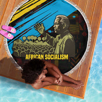 Julius Nyerere Beach Blanket Ujamaa African Socialism Text and Bold Striped Pattern - Wonder Print Shop