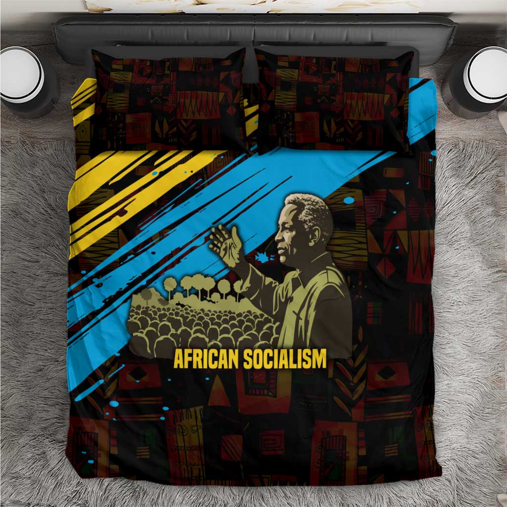 Julius Nyerere Bedding Set Ujamaa African Socialism Text and Bold Striped Pattern - Wonder Print Shop