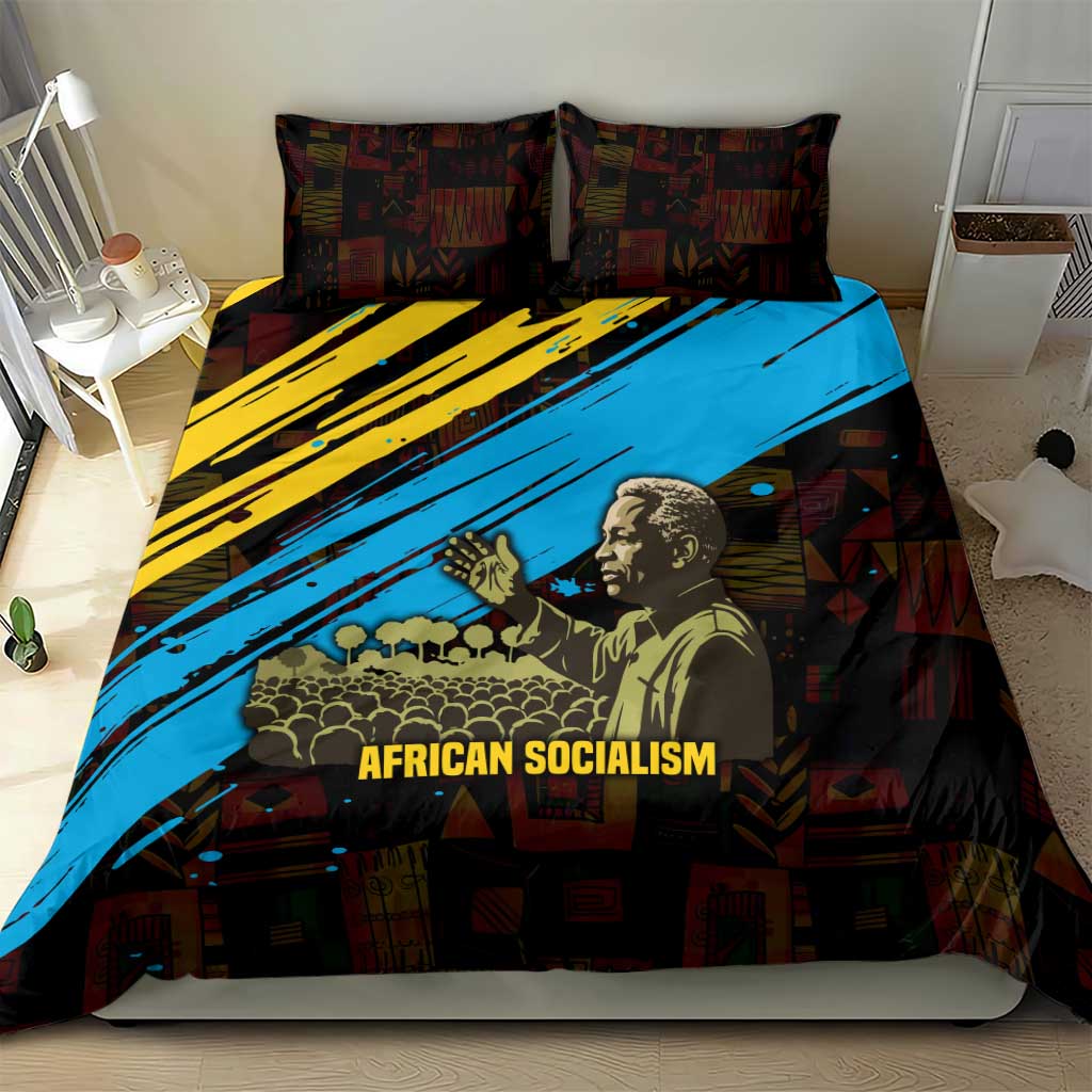 Julius Nyerere Bedding Set Ujamaa African Socialism Text and Bold Striped Pattern - Wonder Print Shop