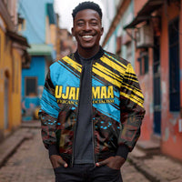 Julius Nyerere Bomber Jacket Ujamaa African Socialism Text and Bold Striped Pattern - Wonder Print Shop