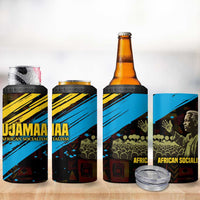 Julius Nyerere 4 in 1 Can Cooler Tumbler Ujamaa African Socialism Text and Bold Striped Pattern - Wonder Print Shop