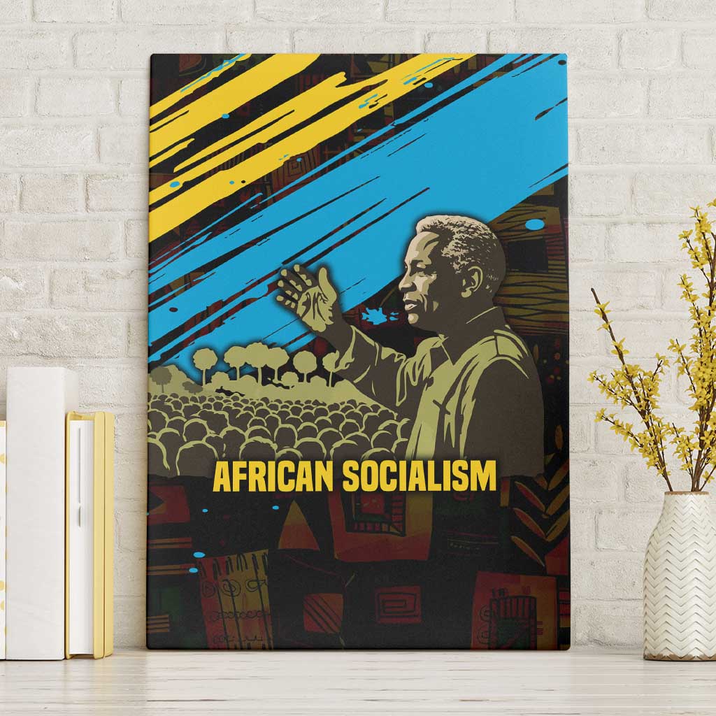 Julius Nyerere Canvas Wall Art Ujamaa African Socialism Text and Bold Striped Pattern - Wonder Print Shop