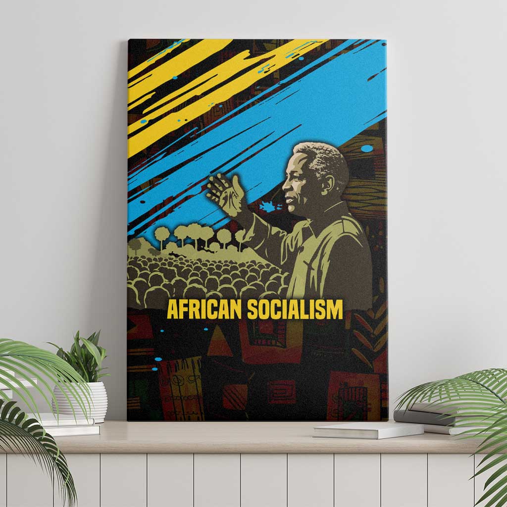 Julius Nyerere Canvas Wall Art Ujamaa African Socialism Text and Bold Striped Pattern - Wonder Print Shop