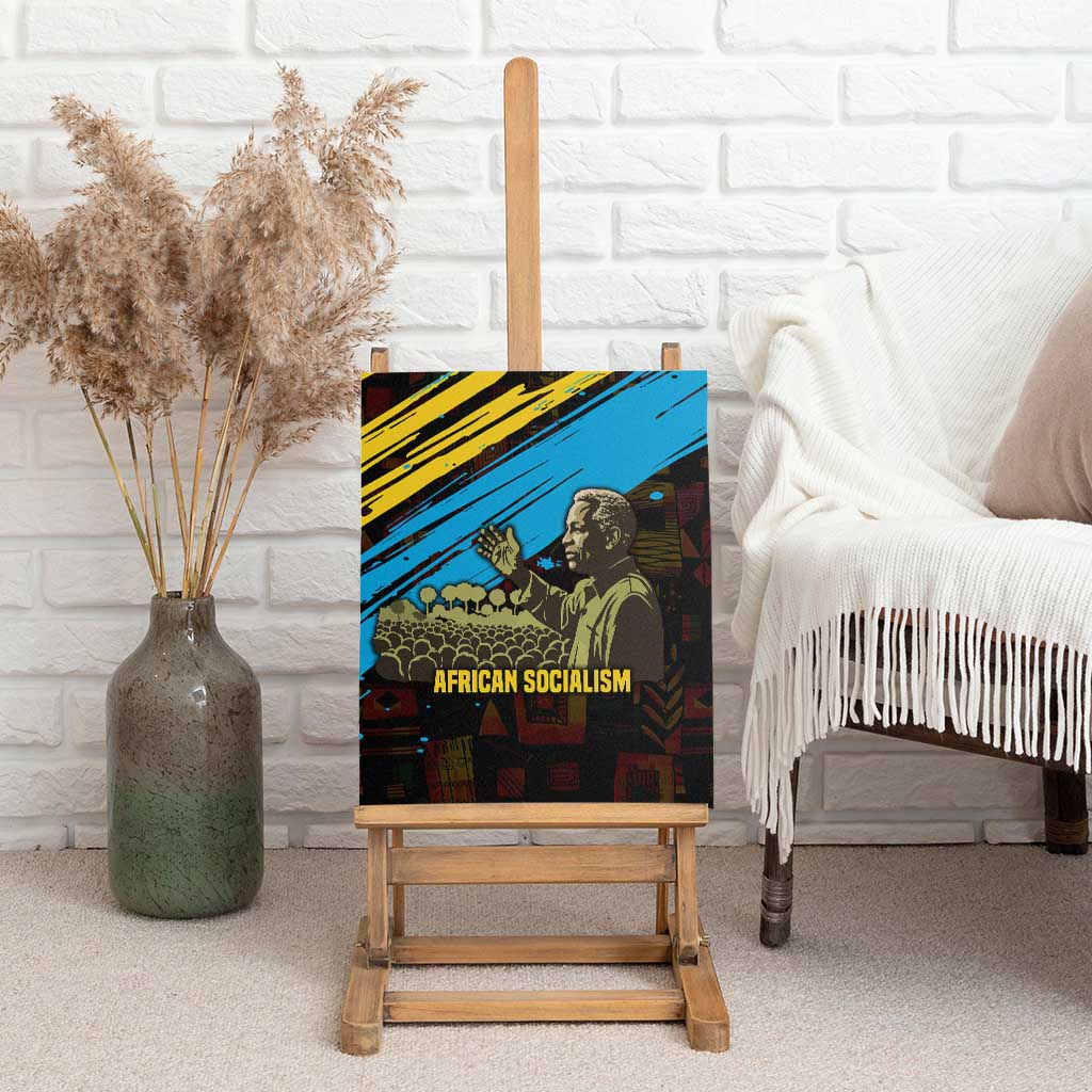 Julius Nyerere Canvas Wall Art Ujamaa African Socialism Text and Bold Striped Pattern - Wonder Print Shop