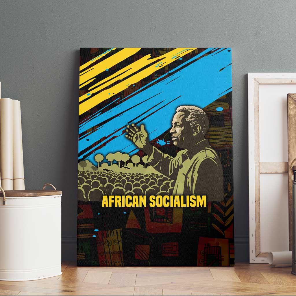Julius Nyerere Canvas Wall Art Ujamaa African Socialism Text and Bold Striped Pattern - Wonder Print Shop