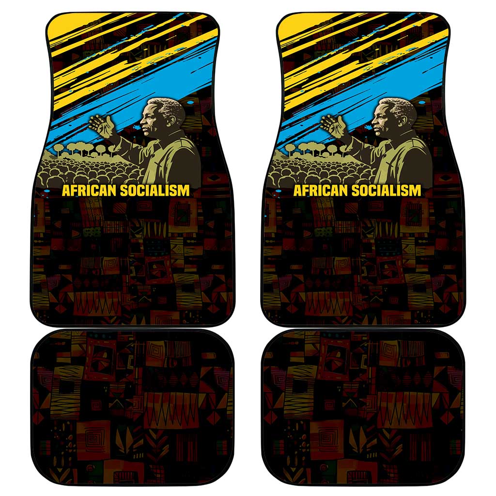 Julius Nyerere Car Mats Ujamaa African Socialism Text and Bold Striped Pattern - Wonder Print Shop