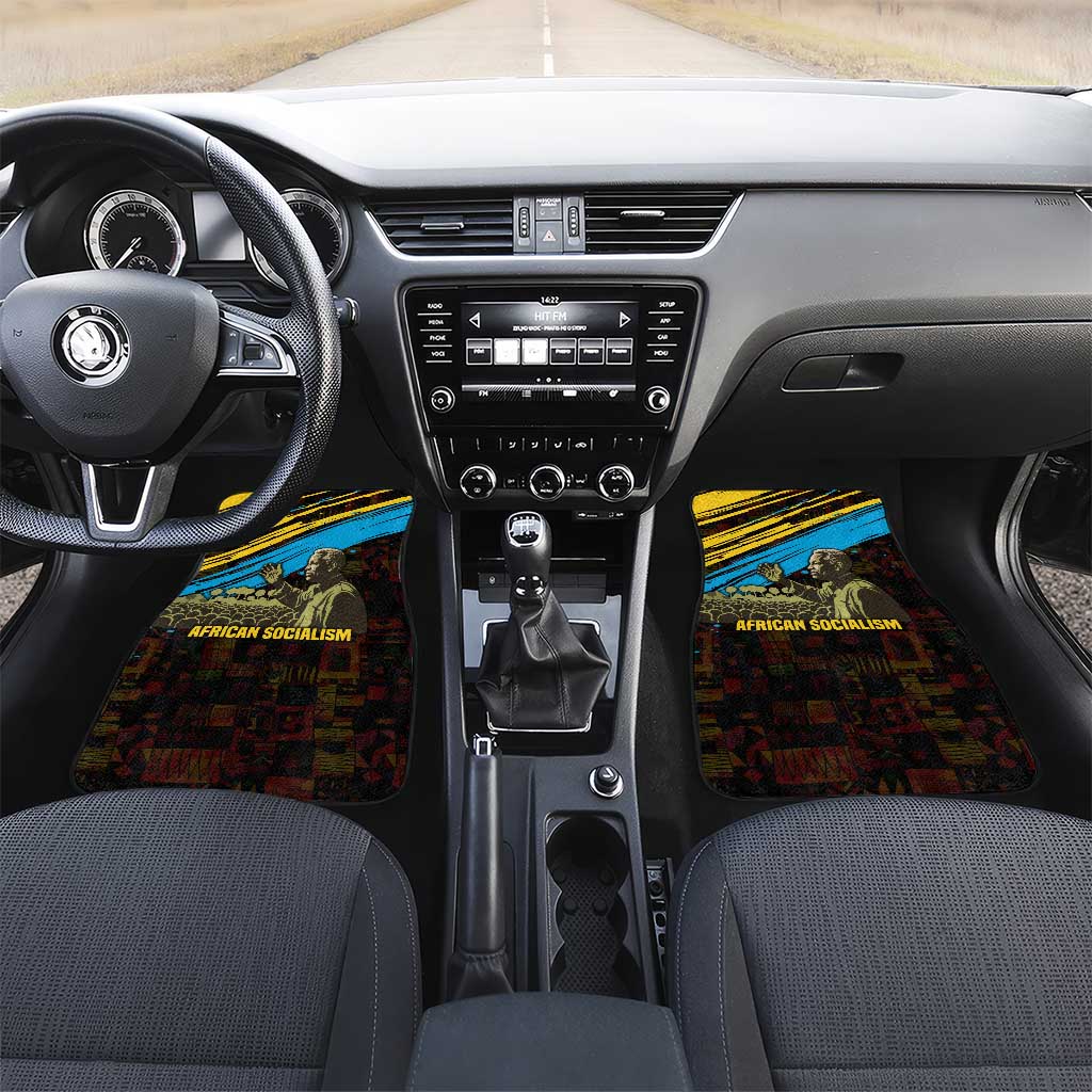 Julius Nyerere Car Mats Ujamaa African Socialism Text and Bold Striped Pattern - Wonder Print Shop