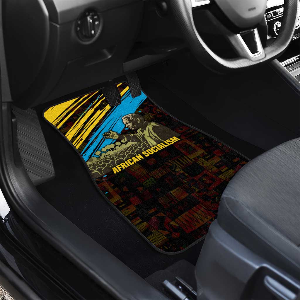 Julius Nyerere Car Mats Ujamaa African Socialism Text and Bold Striped Pattern - Wonder Print Shop