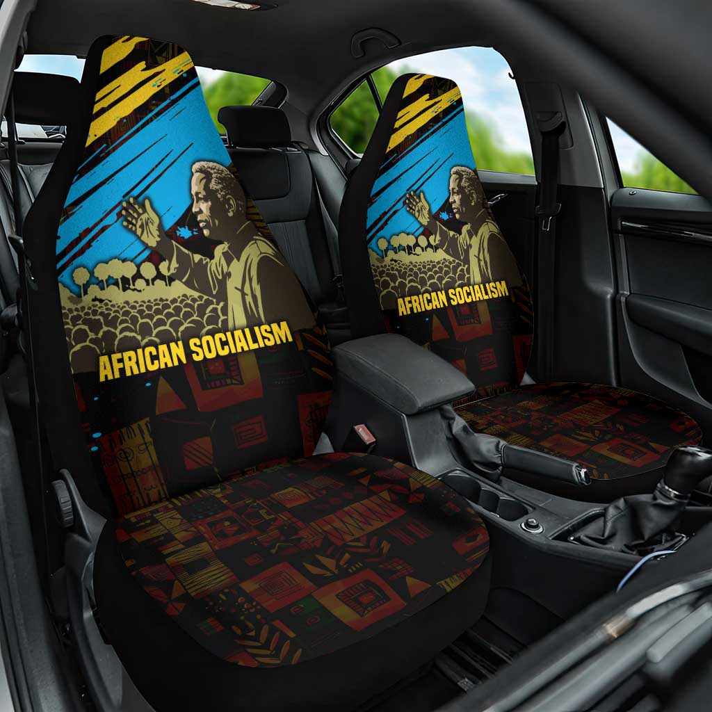 Julius Nyerere Car Seat Cover Ujamaa African Socialism Text and Bold Striped Pattern - Wonder Print Shop