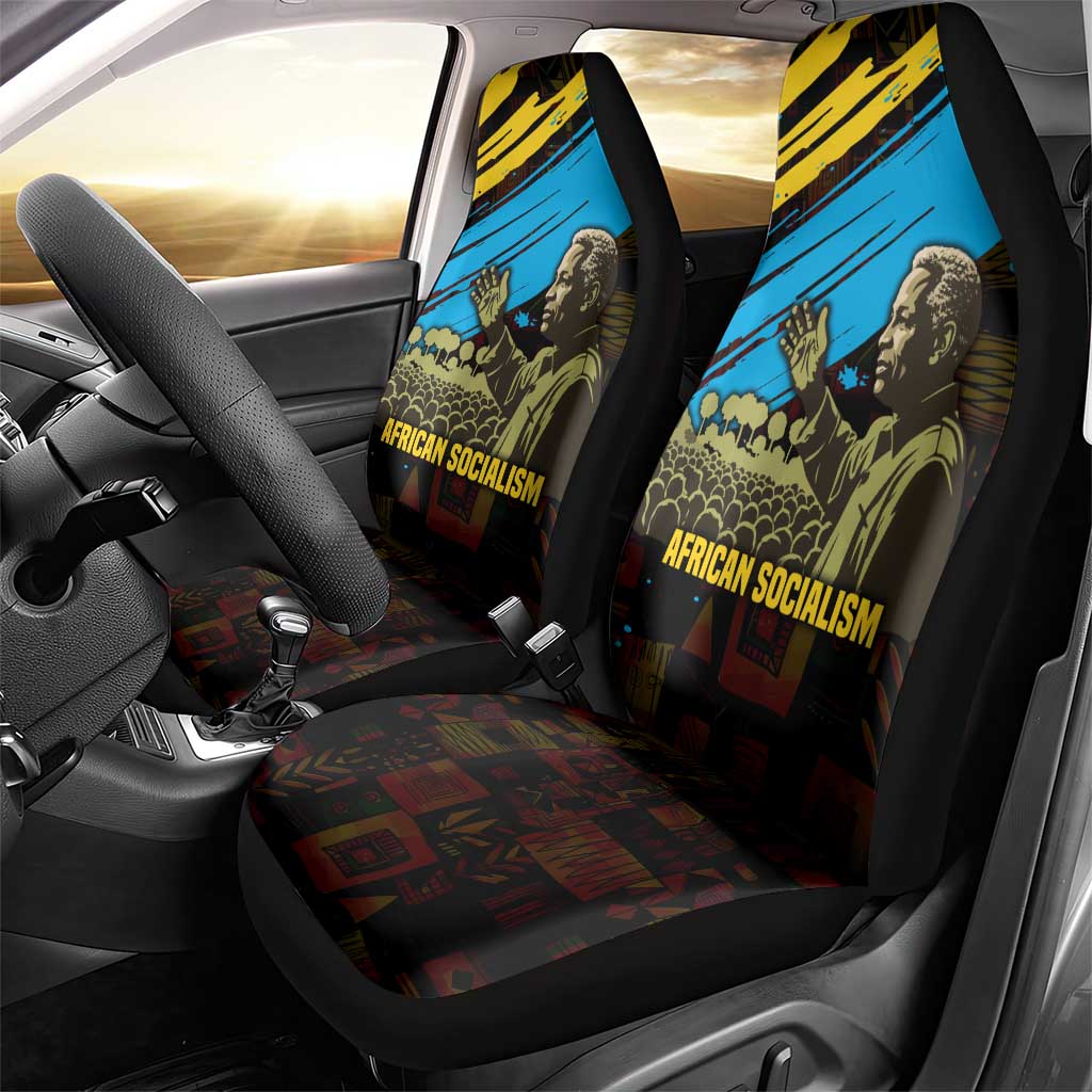 Julius Nyerere Car Seat Cover Ujamaa African Socialism Text and Bold Striped Pattern - Wonder Print Shop