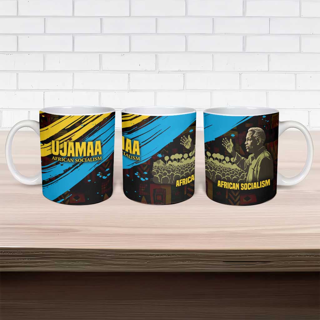 Julius Nyerere Ceramic Mug Ujamaa African Socialism Text and Bold Striped Pattern - Wonder Print Shop