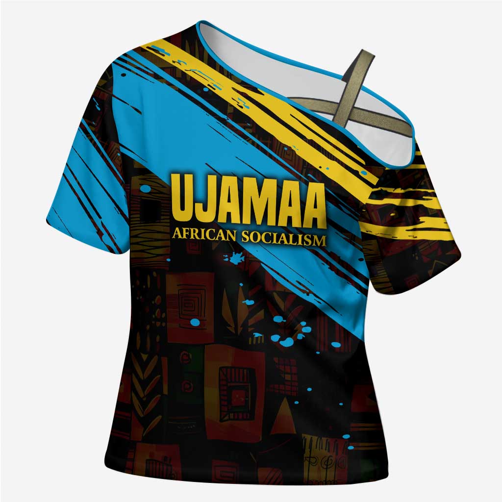Julius Nyerere Cross Shoulder Shirt Ujamaa African Socialism Text and Bold Striped Pattern - Wonder Print Shop
