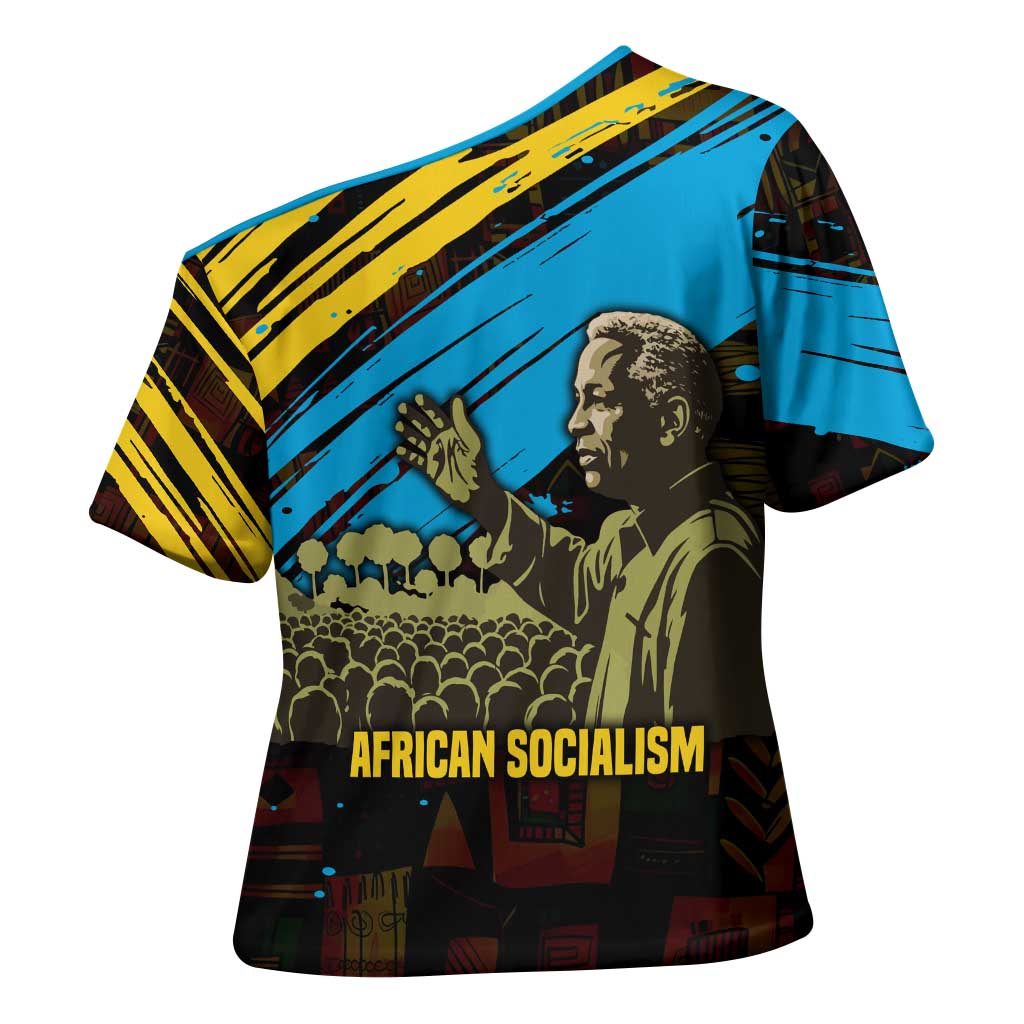 Julius Nyerere Cross Shoulder Shirt Ujamaa African Socialism Text and Bold Striped Pattern - Wonder Print Shop