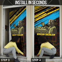 Julius Nyerere Door Cover Ujamaa African Socialism Text and Bold Striped Pattern - Wonder Print Shop