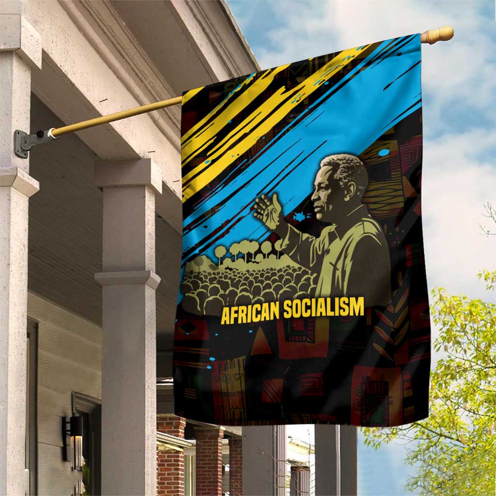 Julius Nyerere Garden Flag Ujamaa African Socialism Text and Bold Striped Pattern - Wonder Print Shop