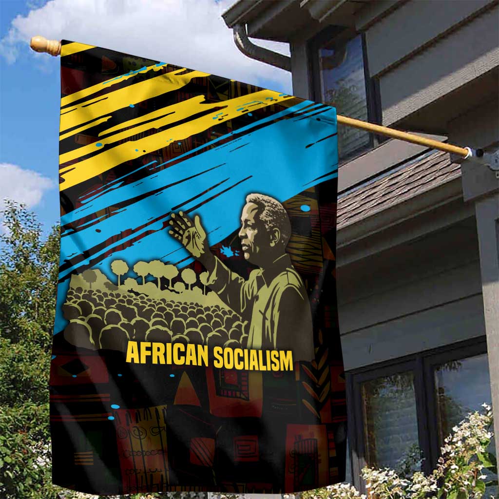 Julius Nyerere Garden Flag Ujamaa African Socialism Text and Bold Striped Pattern - Wonder Print Shop