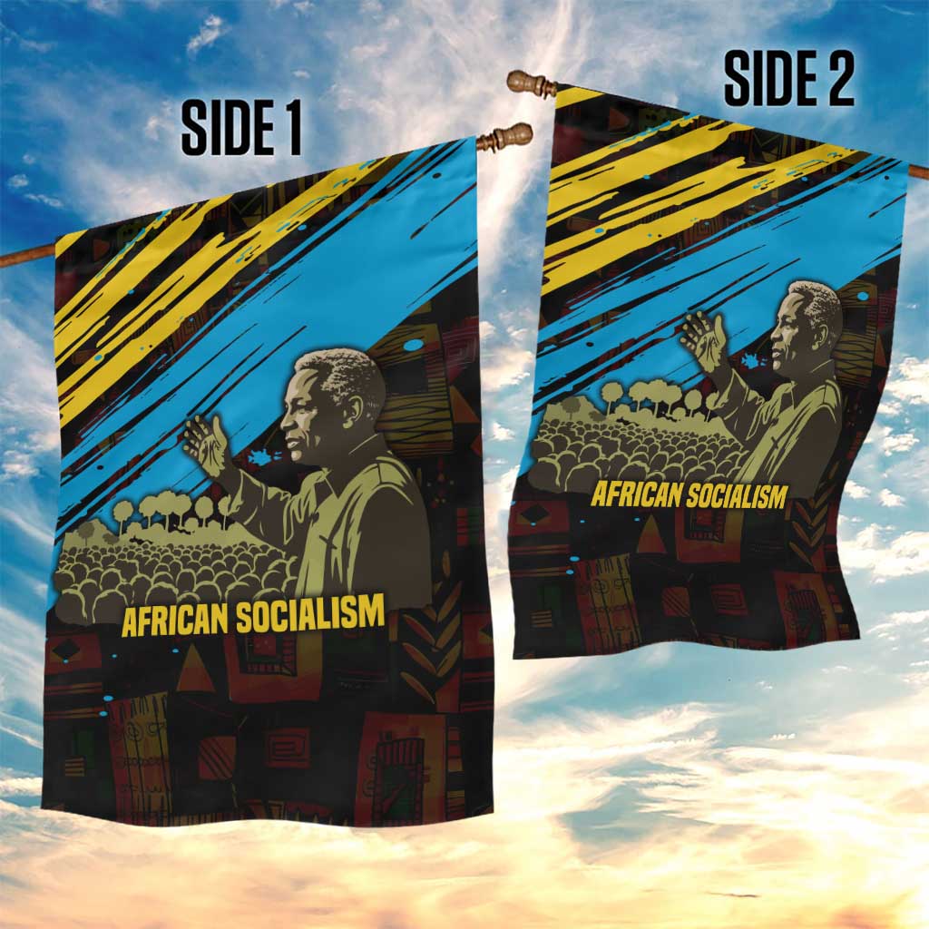 Julius Nyerere Garden Flag Ujamaa African Socialism Text and Bold Striped Pattern - Wonder Print Shop