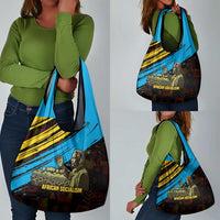 Julius Nyerere Grocery Bag Ujamaa African Socialism Text and Bold Striped Pattern - Wonder Print Shop