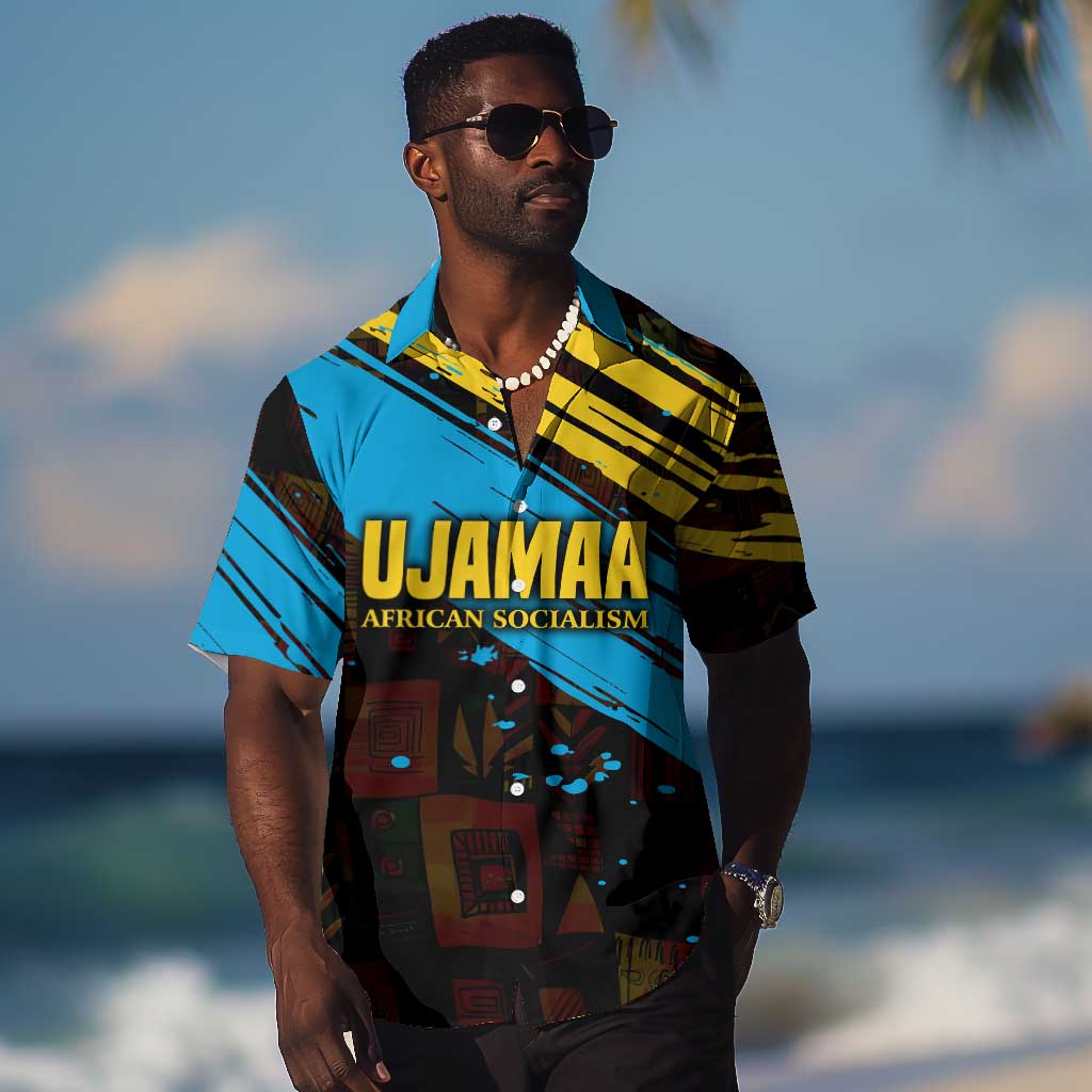 Julius Nyerere Hawaiian Shirt Ujamaa African Socialism Text and Bold Striped Pattern - Wonder Print Shop