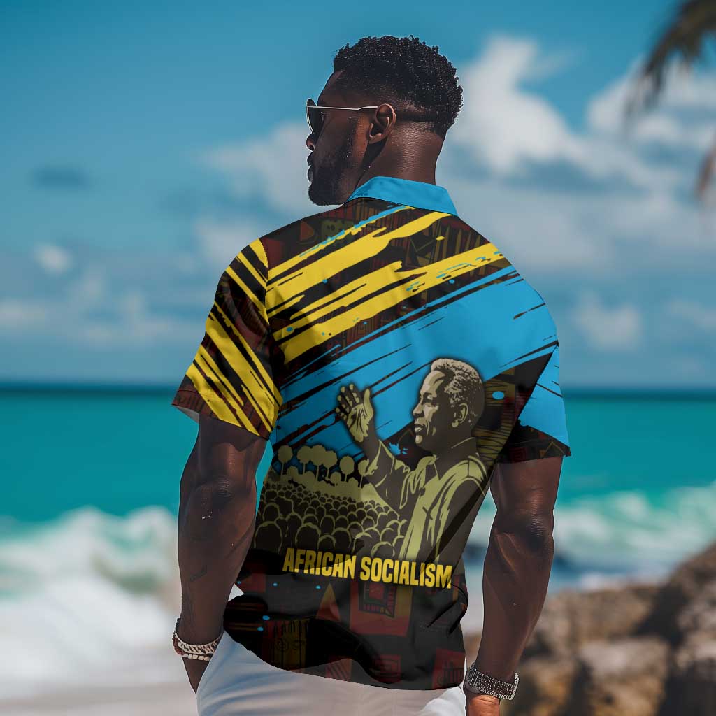 Julius Nyerere Hawaiian Shirt Ujamaa African Socialism Text and Bold Striped Pattern - Wonder Print Shop