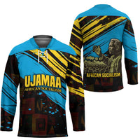 Julius Nyerere Hockey Jersey Ujamaa African Socialism Text and Bold Striped Pattern - Wonder Print Shop