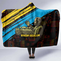 Julius Nyerere Hooded Blanket Ujamaa African Socialism Text and Bold Striped Pattern - Wonder Print Shop