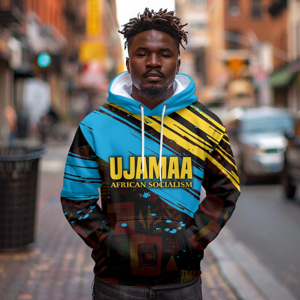 Julius Nyerere Hoodie Ujamaa African Socialism Text and Bold Striped Pattern - Wonder Print Shop