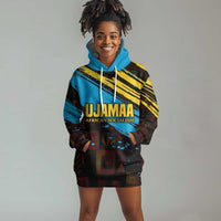 Julius Nyerere Hoodie Dress Ujamaa African Socialism Text and Bold Striped Pattern - Wonder Print Shop