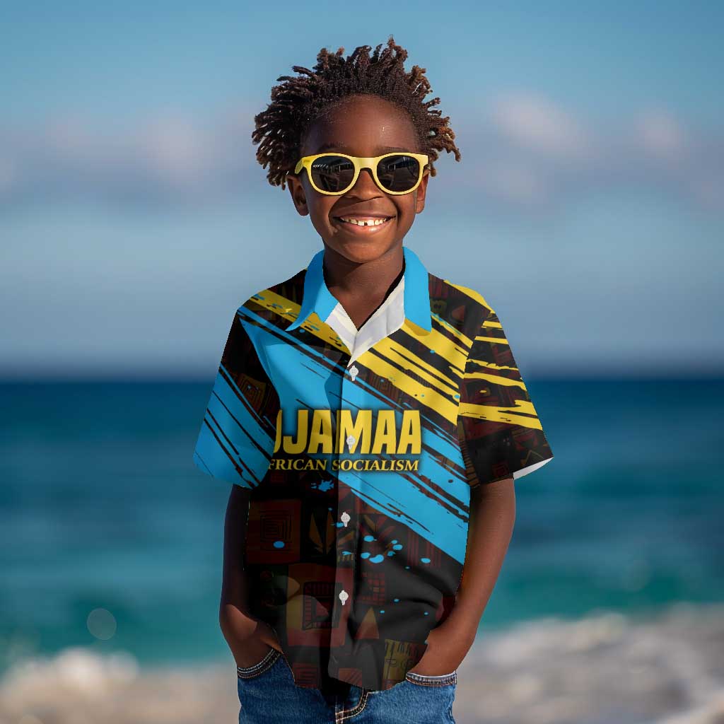 Julius Nyerere Kid Hawaiian Shirt Ujamaa African Socialism Text and Bold Striped Pattern - Wonder Print Shop