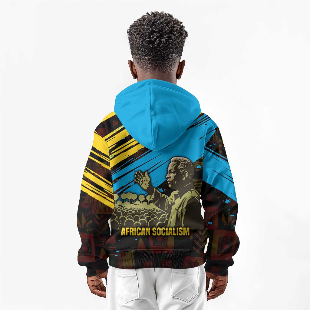 Julius Nyerere Kid Hoodie Ujamaa African Socialism Text and Bold Striped Pattern - Wonder Print Shop