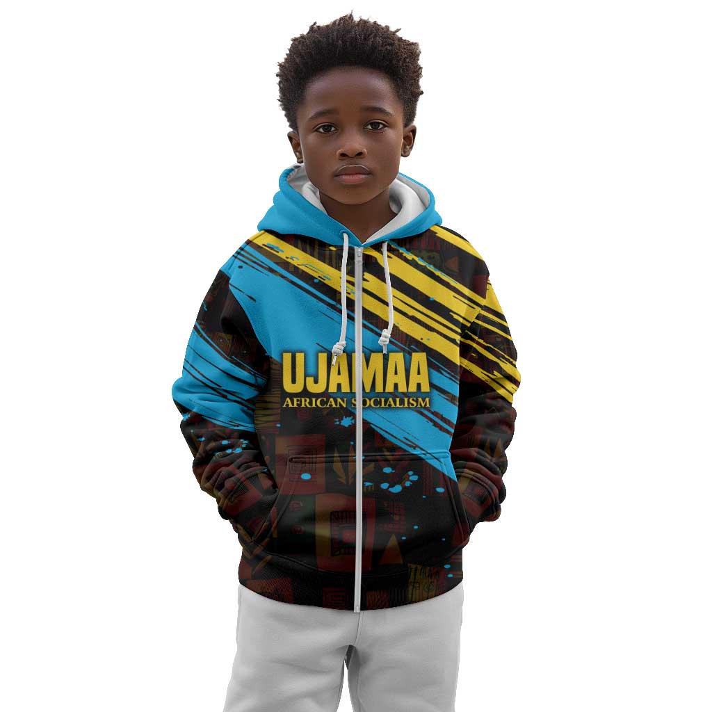 Julius Nyerere Kid Hoodie Ujamaa African Socialism Text and Bold Striped Pattern - Wonder Print Shop