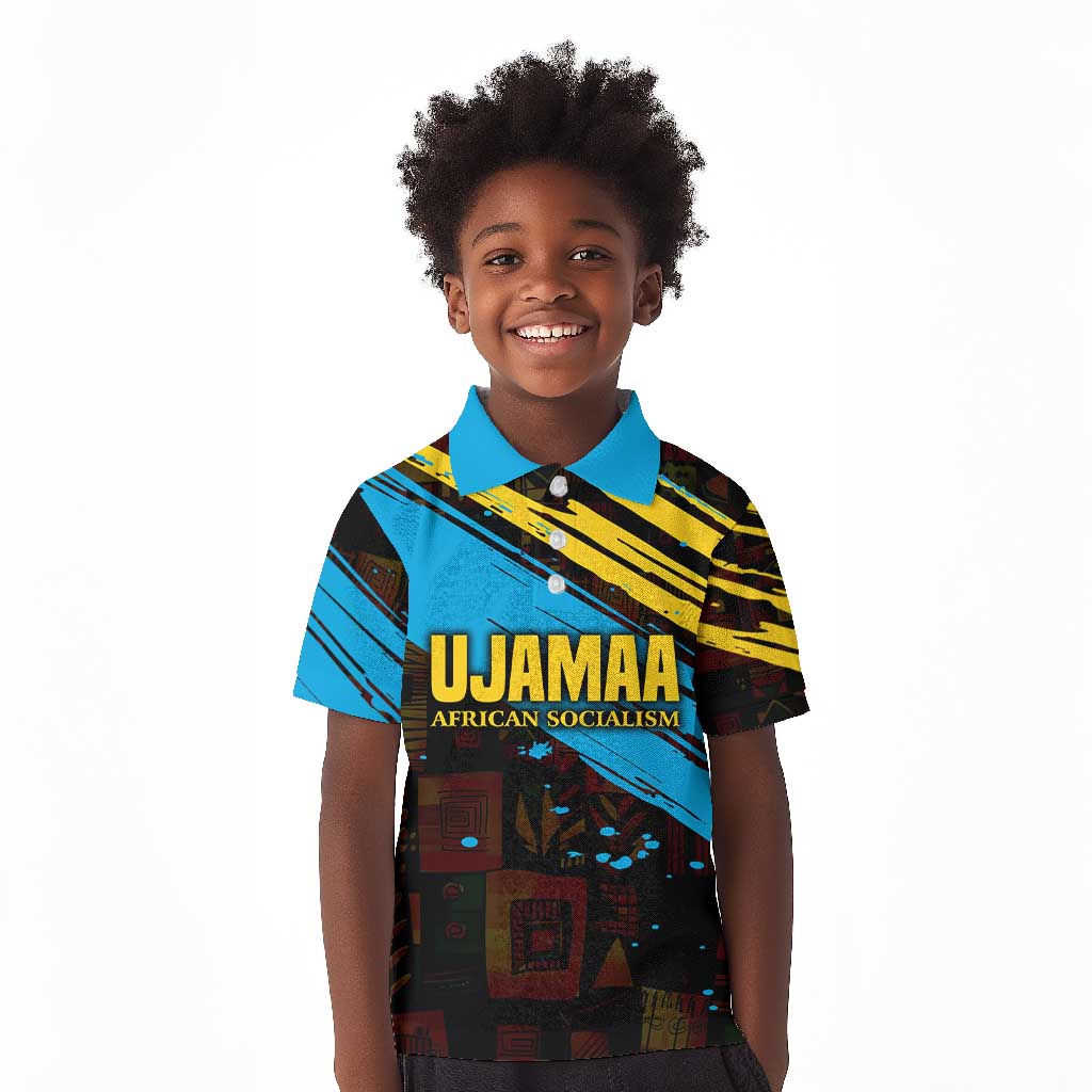 Julius Nyerere Kid Polo Shirt Ujamaa African Socialism Text and Bold Striped Pattern - Wonder Print Shop