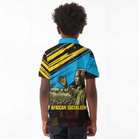 Julius Nyerere Kid Polo Shirt Ujamaa African Socialism Text and Bold Striped Pattern - Wonder Print Shop