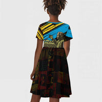 Julius Nyerere Kid Short Sleeve Dress Ujamaa African Socialism Text and Bold Striped Pattern - Wonder Print Shop