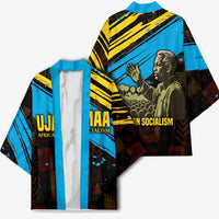 Julius Nyerere Kimono Ujamaa African Socialism Text and Bold Striped Pattern - Wonder Print Shop