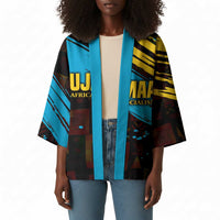 Julius Nyerere Kimono Ujamaa African Socialism Text and Bold Striped Pattern - Wonder Print Shop