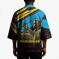 Julius Nyerere Kimono Ujamaa African Socialism Text and Bold Striped Pattern - Wonder Print Shop