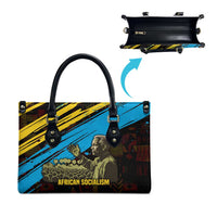 Julius Nyerere Leather Bag Ujamaa African Socialism Text and Bold Striped Pattern - Wonder Print Shop