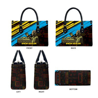 Julius Nyerere Leather Bag Ujamaa African Socialism Text and Bold Striped Pattern - Wonder Print Shop