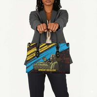 Julius Nyerere Leather Bag Ujamaa African Socialism Text and Bold Striped Pattern - Wonder Print Shop